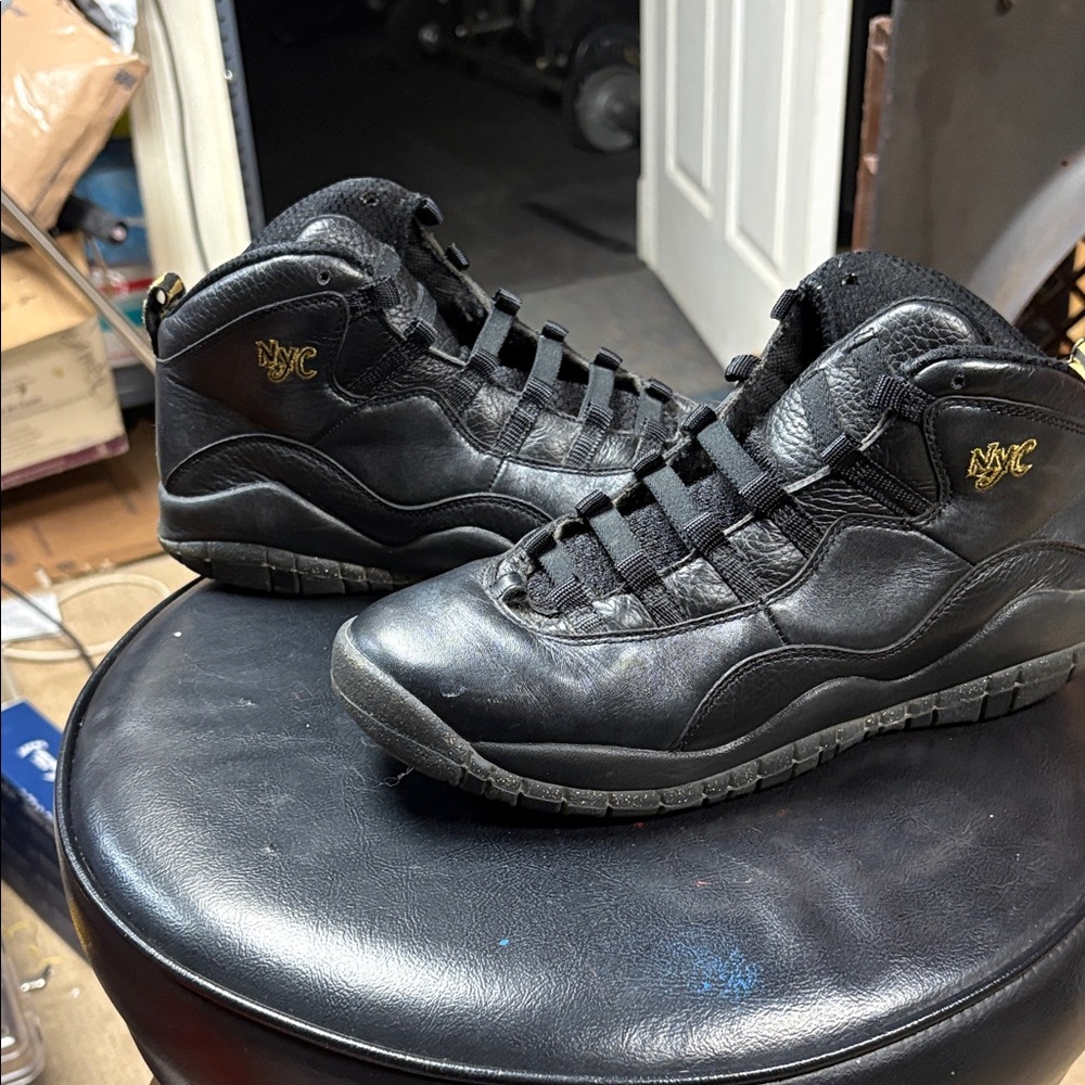 Black Jordon’s  NYC Leather High-Top Men's Sneakers